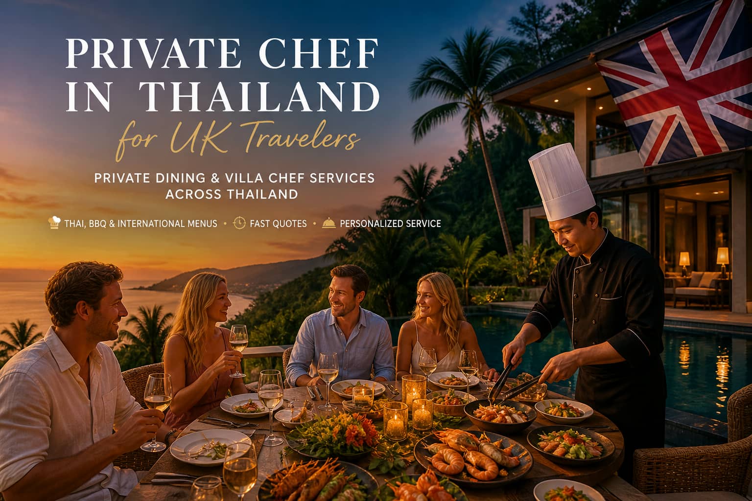 Private chef in Thailand for UK travelers enjoying luxury villa dining experience